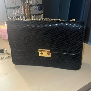 BCBG black alligator print purse